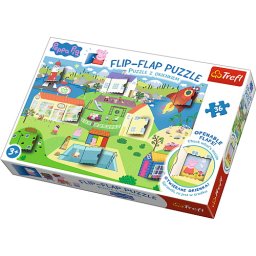 Puzzle Trefl Peppa Pig Flip-Flap, 36 piese cu clapete interactive