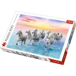 Puzzle Trefl 500 piese cu cai albi în galop, pentru copii 10+ ani