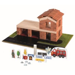 Set constructie statie de pompieri din caramizi ceramice Brick Trick