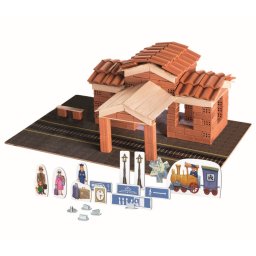 Set constructie gara din caramizi ceramice Brick Trick, 6+ ani