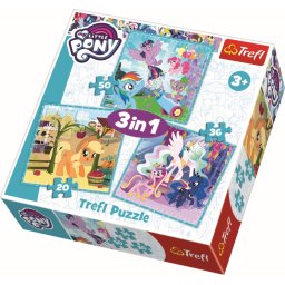 Puzzle Trefl 3 în 1 My Little Pony, Ponei Fericiti, 20/36/50 piese