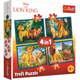 Puzzle Trefl 4 în 1 Regele Leu si prietenii pentru copii