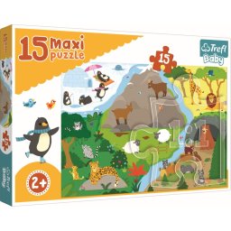 Puzzle Trefl Maxi 15 piese Lumea Animalelor, educativ, 2+ ani