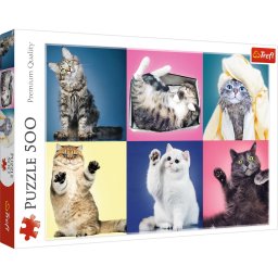 Puzzle Trefl 500 piese cu pisicute, joc de logica premium 10+ ani