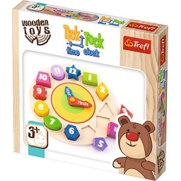 Ceas educativ din lemn cu forme geometrice Trefl, multicolor, 3+ ani