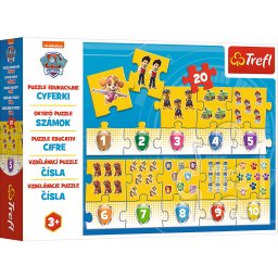 Puzzle educativ cu cifre Paw Patrol, 20 piese, Trefl, 3+ ani