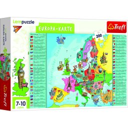 Puzzle educativ Trefl Harta Europei, 200 piese, multicolor, 7+ ani