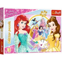 Puzzle Trefl 100 piese Glitter Disney Princess cu Belle si Ariel