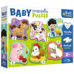 Puzzle progresiv Trefl Primo Baby Ferma, 6 jocuri educative, 2 ani+