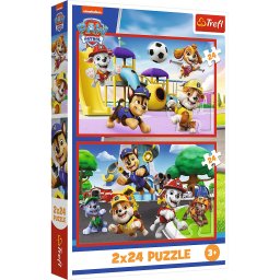 Puzzle Trefl 2x24 Patrula Catelusilor - Ziua amuzanta a catelusilor