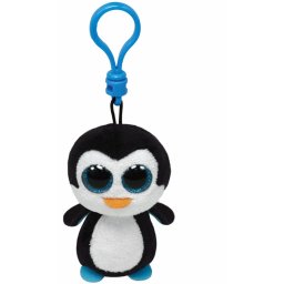 Breloc din plus TY Waddles, pinguin multicolor, 8,5 cm