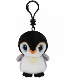 Breloc din plus TY Pongo, pinguin multicolor, 8,5 cm