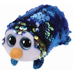 Pinguin de plus TY Payton albastru cu paiete, 10 cm