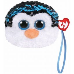 Gentuta de mana din plus TY Waddles cu paiete, 10 cm, pinguin