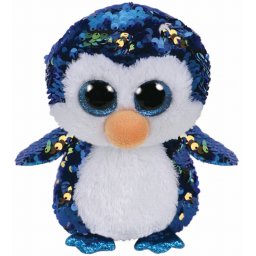 Pinguin de plus TY Payton 15 cm, cu paiete stralucitoare