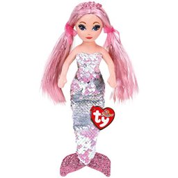 Papusa sirena TY roz din plus cu paiete, 27 cm