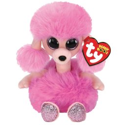 Jucarie de plus TY Beanie Boos Poodle roz, 15 cm, catel moale