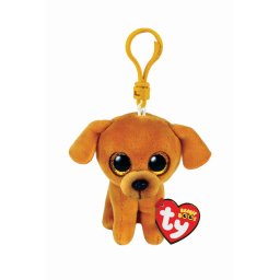 Breloc din plus Ty Zuzu, catel maro, 8,5 cm, pentru chei si ghiozdan
