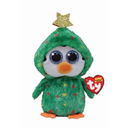 Plus Ty Boos Noel, pinguin verde din plus, 15 cm, pentru copii