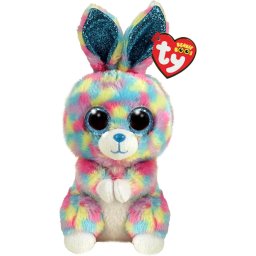 Iepuras de plus TY Beanie Boos Hops, multicolor, 15 cm