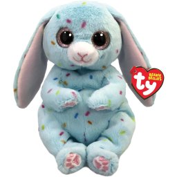 Iepuras de plus TY Beanie Bellies Bluford albastru, 15 cm