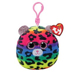 Breloc din plus TY Squishy Beanies Dotty leopard multicolor 8,5 cm