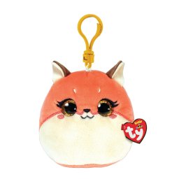Breloc din plus Ty Roxie vulpita roz Squishy Beanies 8,5 cm