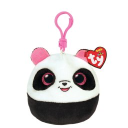 Breloc din plus TY Squishy Beanies Panda Bamboo, 8,5 cm