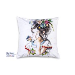 Perna decorativa pictata manual din bumbac 40x40 cm, model artistic MC04