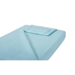 Lenjerie patut bebe SomnART bleu, bumbac 3 piese, 60x120 cm