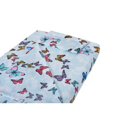 Lenjerie patut bebe SomnArt Fluturi, bumbac, 3 piese, 60x120 cm