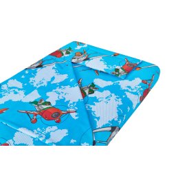 Lenjerie patut bebe SomnART Aviator 3 piese, bumbac, 60x120 cm