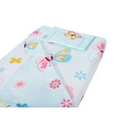 Lenjerie pentru patut bebe SomnArt Flori, 3 piese, bumbac 100%, 60x120 cm