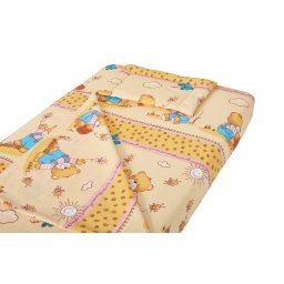 Lenjerie pentru patut bebe SomnArt Honey, 3 piese, bumbac 100%, 60x120 cm