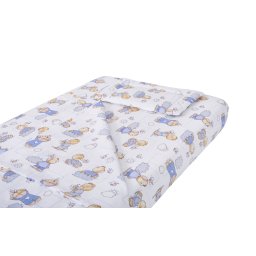Lenjerie pentru patut bebe SomnART Ursuleti, 3 piese, bumbac 100%