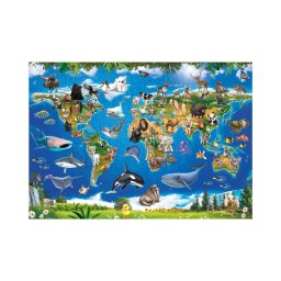 Puzzle educativ XL cu harta animalelor, 100 piese mari pentru copii