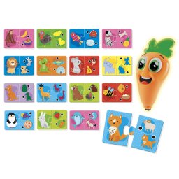 Set educativ cu pix interactiv si puzzle animale pentru copii 2+ ani