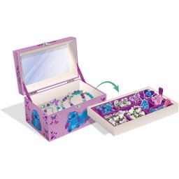 Set creatie bijuterii Stitch cu margele, pandantive si cutie cu oglinda