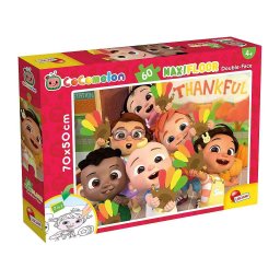 Puzzle de colorat maxi Cocomelon si prietenii, fata-verso, 60 piese
