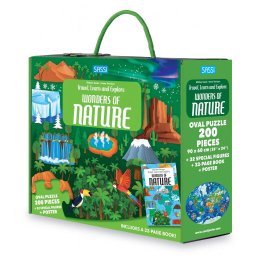 Puzzle educativ Minunile naturii cu carte si autocolante, 200 piese