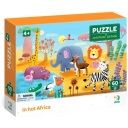 Puzzle educativ cu animale din Africa, 60 piese, pentru copii 4+