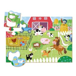 Puzzle cu surprize La ferma, 18 piese mari din carton gros, 18 luni+