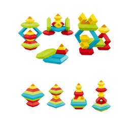 Cuburi educative Pitagora, set constructie geometrica 15 piese, 3 ani+