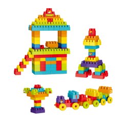 Cuburi de construit pentru copii, 245 piese colorate, compatibile, 3 ani+