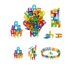 Joc de constructie STEAM cu scaune colorate, 72 piese pentru copii 3+