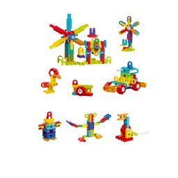 Set de constructie STEAM Fun Blocks cu 78 piese si roti pentru copii 3+