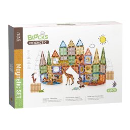 Joc magnetic La Zoo cu 92 piese si figurine animale, 3 ani+