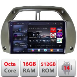 Navigatie Android Toyota RAV4 2000-2004, QLED 2K, 16GB RAM, 512GB
