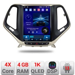 Navigatie Jeep Cherokee 2016-2020 tip Tesla, CarPlay, Android Auto, 4GB+64GB