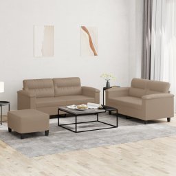 Set de canapele cu perne, 3 piese, cappuccino, piele ecologica GartenMobel Dekor